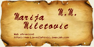 Marija Miletović vizit kartica
